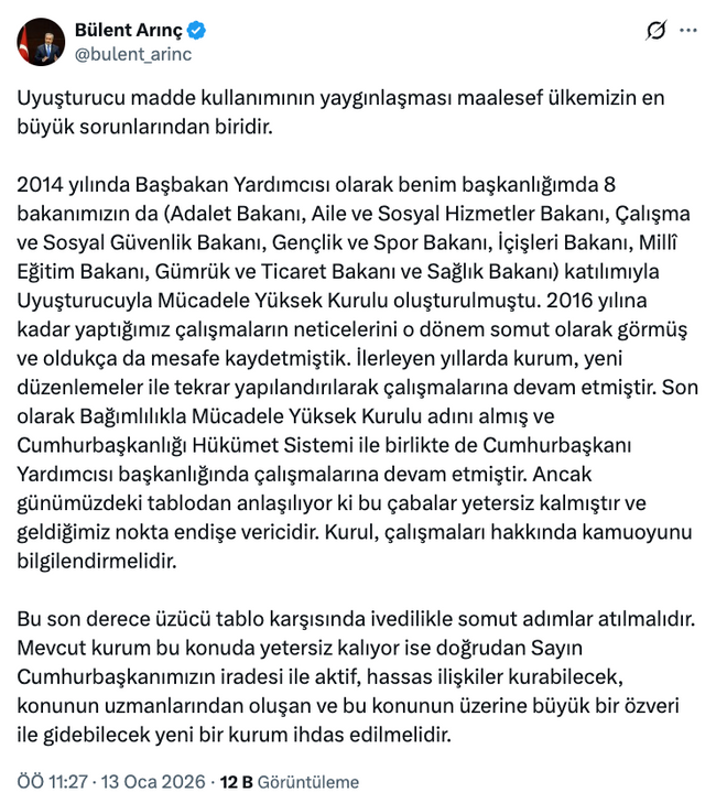 B&uuml;lent Arın&ccedil;'tan 'uyuşturucu operasyonları' &ccedil;ıkışı! Doğrudan Erdoğan'ı işaret etti&hellip; - Resim : 1