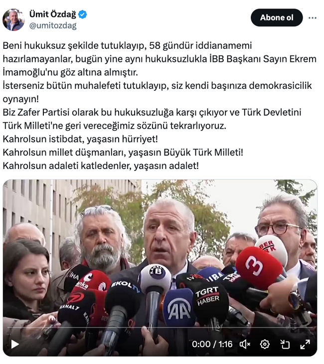 Ümit Özdağ'dan İmamoğlu'nun gözaltına alınmasına ilk tepki! 'Bütün muhalefeti tutuklayıp!..' - Resim : 1