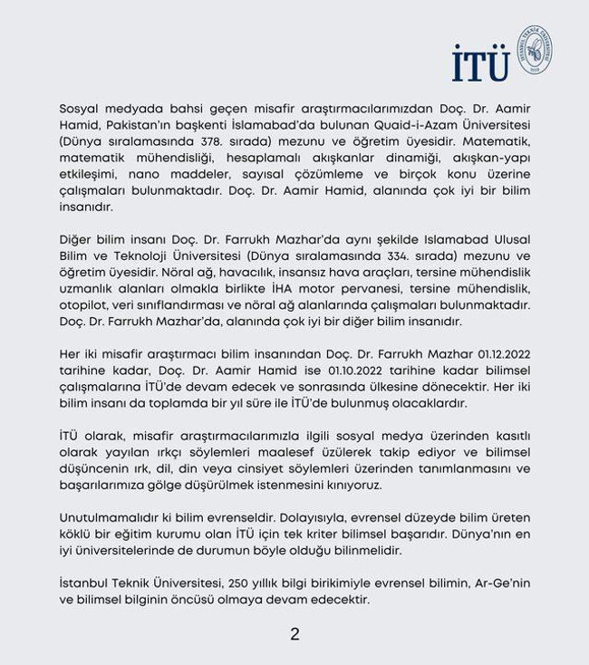 Sosyal medyada gündem olmuştu! İTÜ'den misafir araştırmacılarla ilgili açıklama geldi - Resim : 2