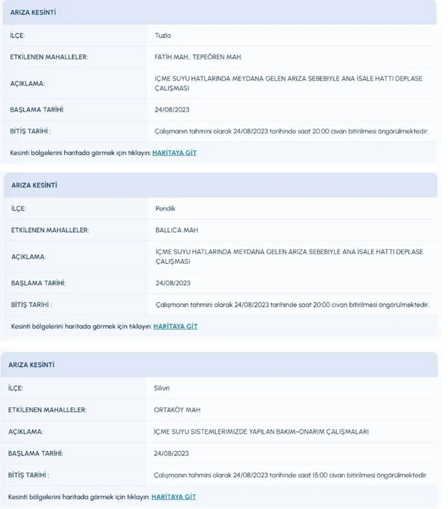 İstanbul'un 6 ilçesinde su kesintisi! - Resim : 2