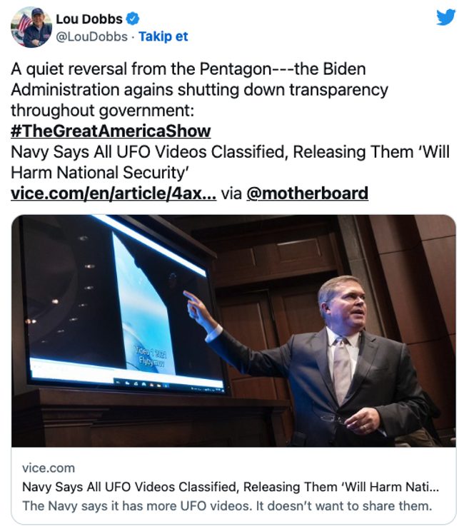 Pentagon, UFO videolarını neden halktan sakladığını açıkladı! - Resim : 1