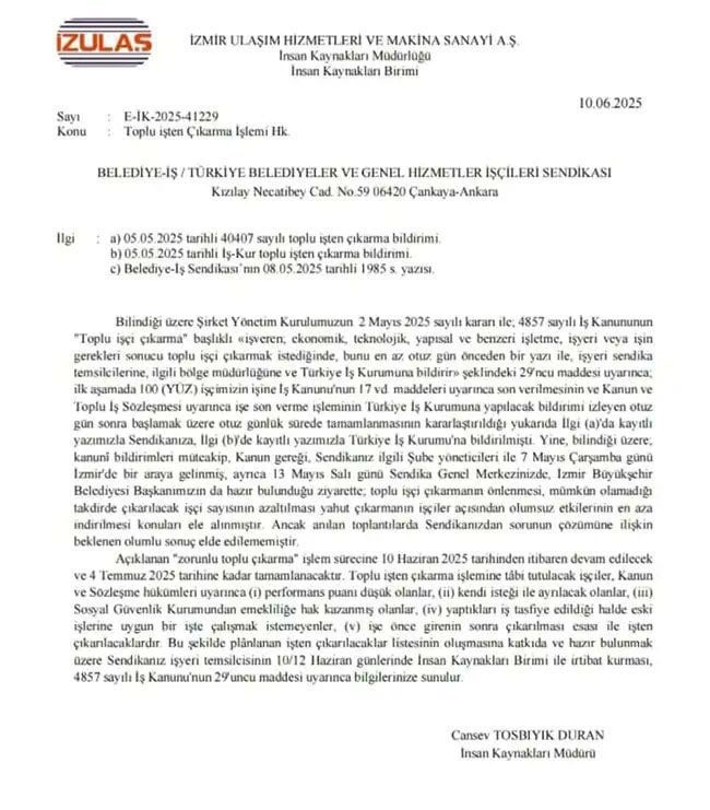 İzmir'de ortalık karıştı! Grev anlaşmasının ardından işten çıkarma süreci! - Resim : 2