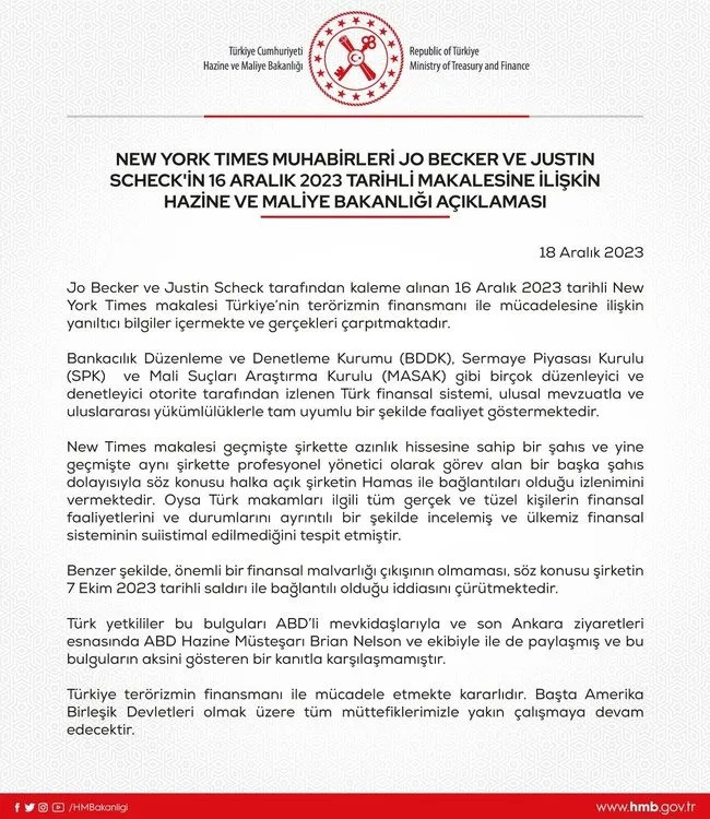 New York Times'ın 'Hamas' iddiasına yanıt geldi! - Resim : 1