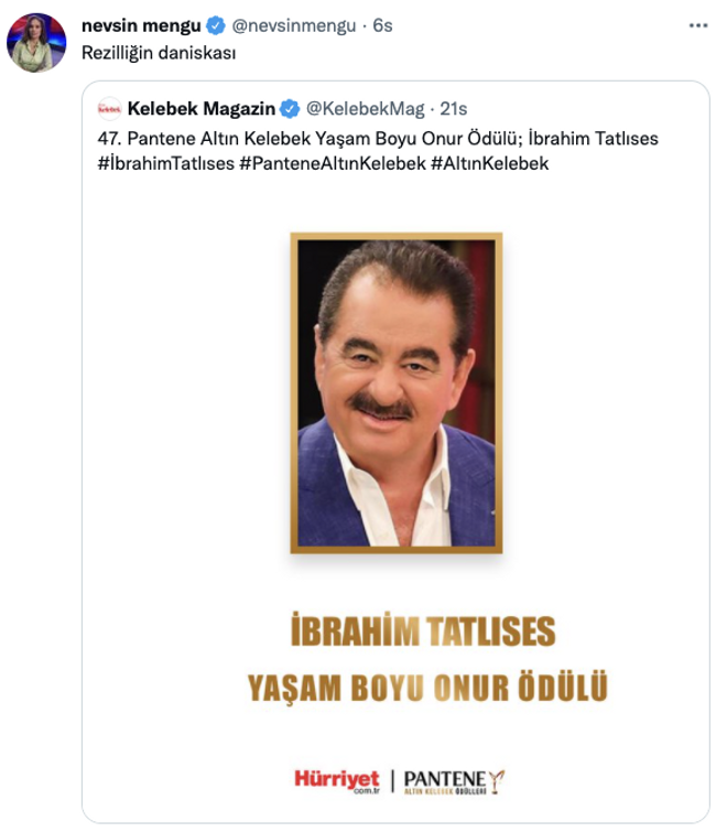 Nevşin Mengü'den İbrahim Tatlıses'e verilen ödüle sert tepki! "Rezilliğin daniskası" - Resim : 1