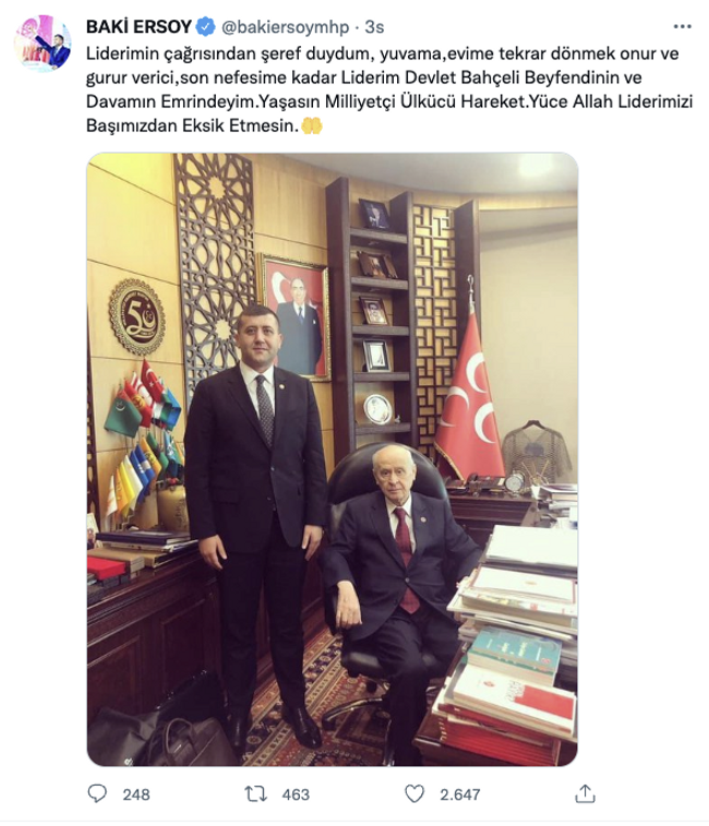 İhracı istenince MHP'den istifa etmişti: Baki Ersoy’dan Bahçeli’nin üyelik davetine yanıt! - Resim : 1