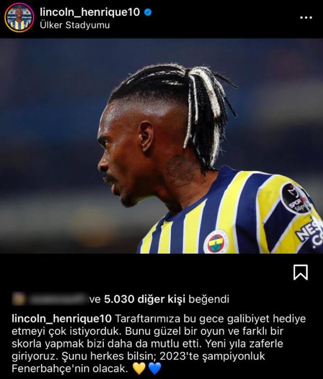 Fenerbahçeli yıldızın paylaşımı taraftarı kendinden geçirdi! 2023 için çok net konuştu - Resim : 1