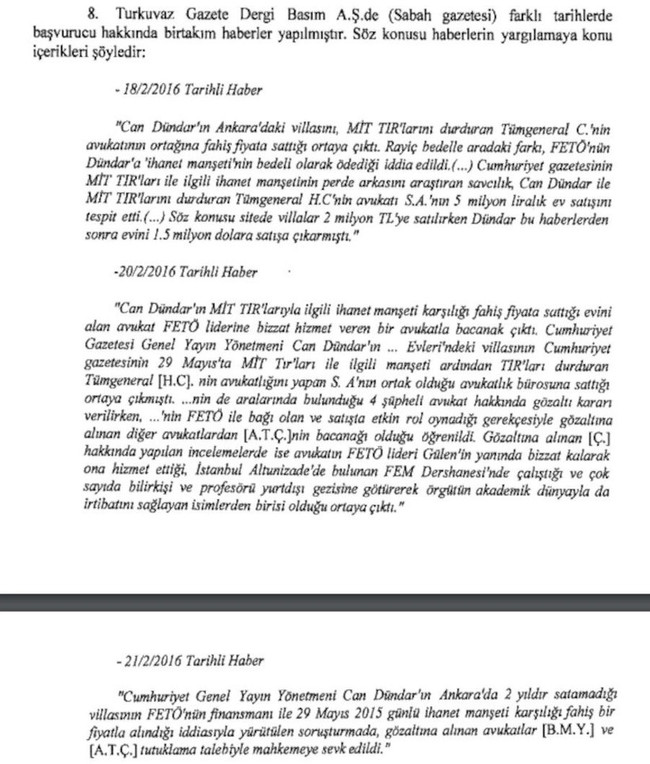 AYM Can Dündar'ın 'Sabah gazetesi' başvurusunu reddetti - Resim : 1