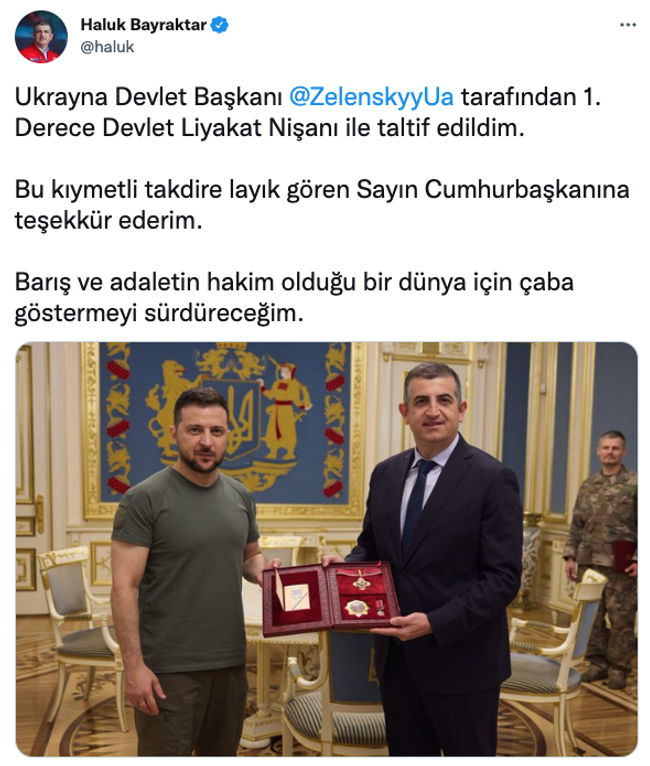 Zelenskiy'den Haluk Bayraktar'a devlet nişanı! - Resim : 1