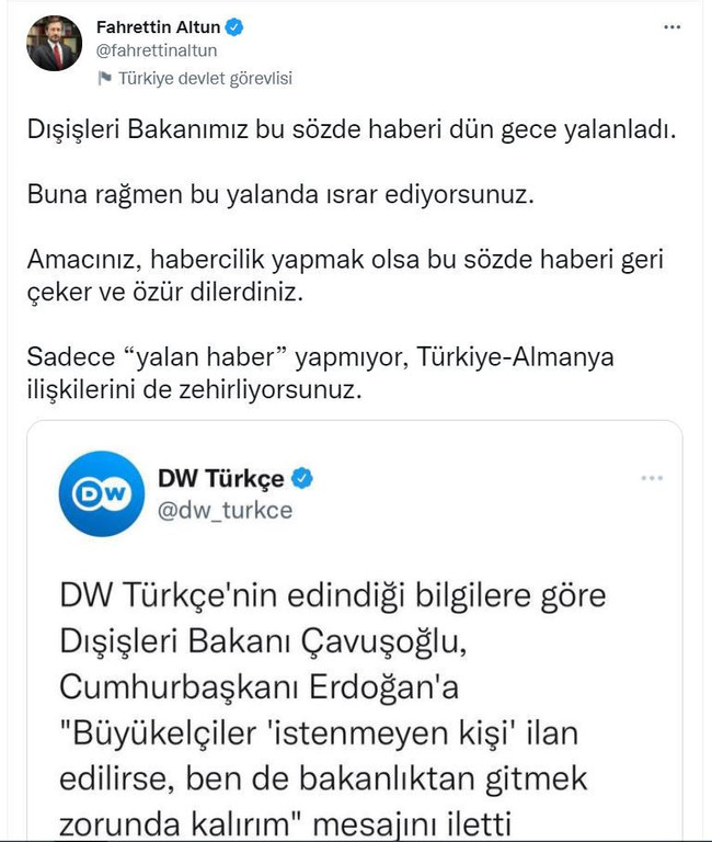 Fahrettin Altun'dan Deutsche Welle'ye sert tepki! "Amacınız, habercilik yapmak olsa..." - Resim : 1