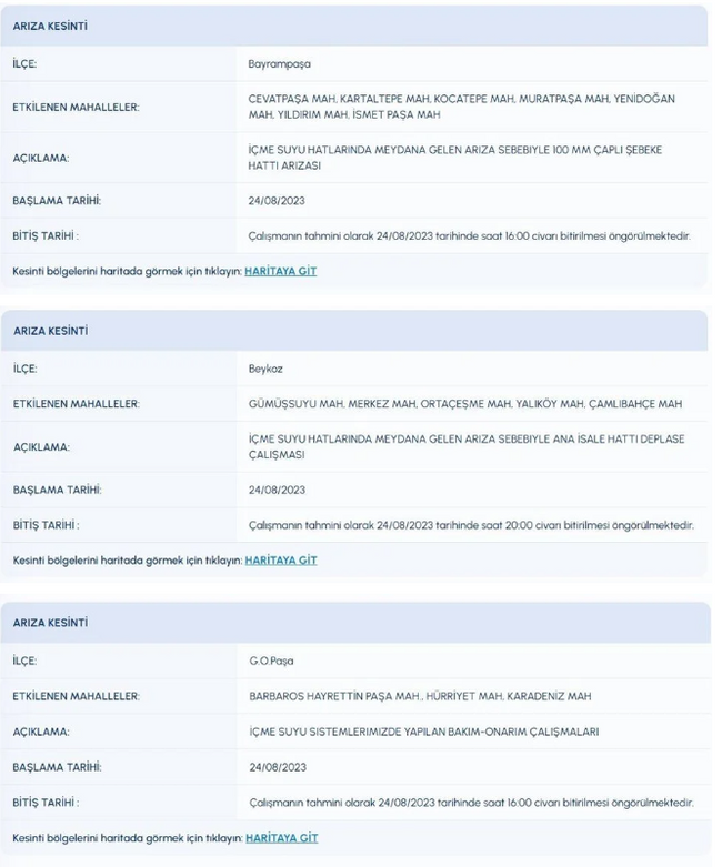 İstanbul'un 6 ilçesinde su kesintisi! - Resim : 1