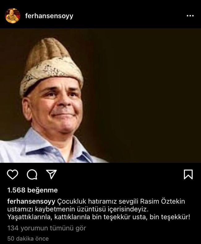 Ferhan Şensoy'dan Rasim Öztekin'e duygusal veda: Bin teşekkür usta, bin teşekkür! - Resim : 1