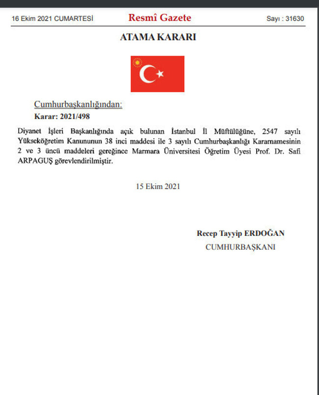 Resmi Gazete'de yayımlandı! İstanbul İl Müftüsü belli oldu - Resim : 2