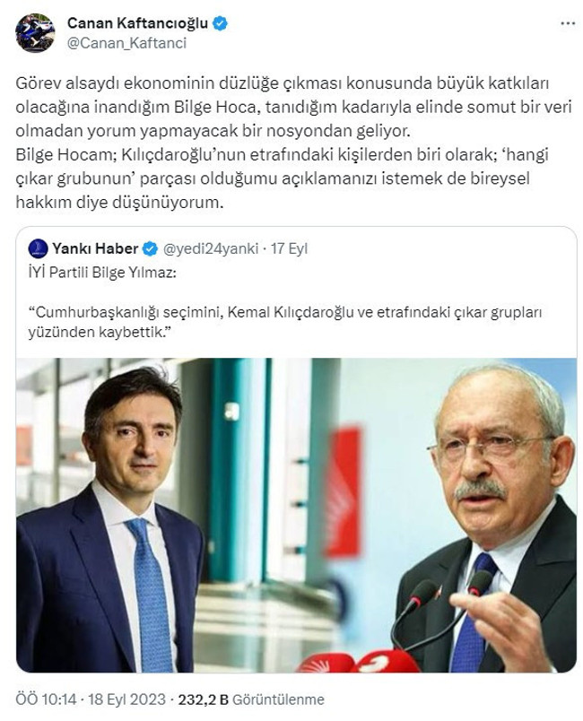 Bilge Yılmaz'ın ''Çıkar grupları' sözüne Kaftancıoğlu'ndan tepki! - Resim : 1