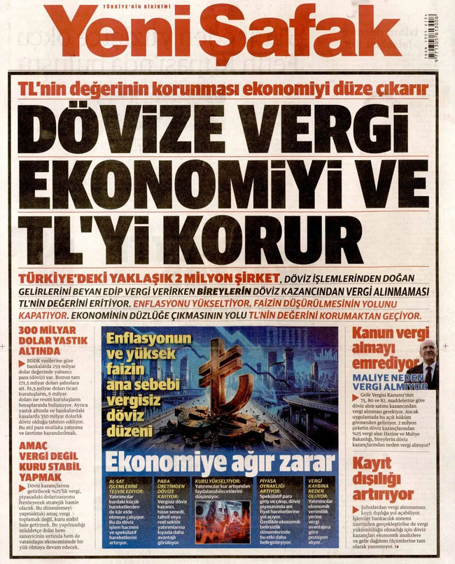 Yeni Şafak’tan Bakan Mehmet Şimşek'e yeni salvo! 'Dövize vergi ekonomiyi ve TL'yi korur…' - Resim : 1