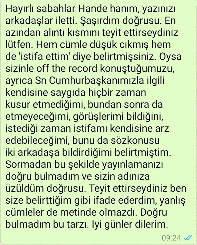 Hande Fırat'ın "istifa" yazısının ardından AK Partili vekilden flaş açıklama! - Resim : 1
