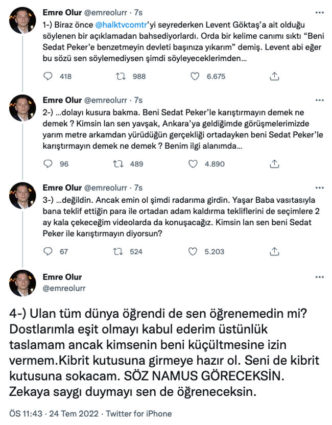 Levent Göktaş’ın paylaşımları Sedat Peker’i kızdırdı! Twitter savaş alanına döndü… - Resim : 1