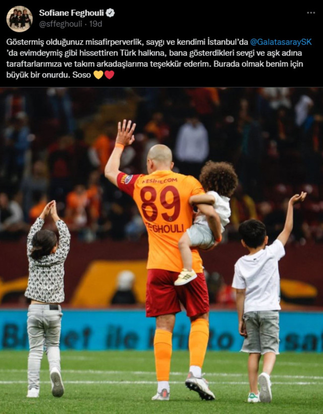 Galatasaraylı Sofiane Feghouli'den veda paylaşımı! Taraftarlara mesaj yolladı - Resim : 1