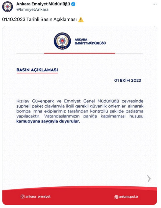 Ankaralılar için 'şüpheli paketlere' karşı uyarı! Emniyet Müdürlüğü duyurdu… - Resim : 2