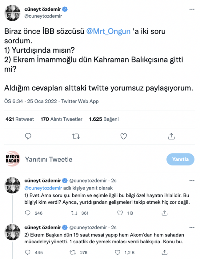 Cüneyt Özdemir İBB Sözcüsü Murat Ongun'a ulaştı: Yurtdışında mısın? - Resim : 1