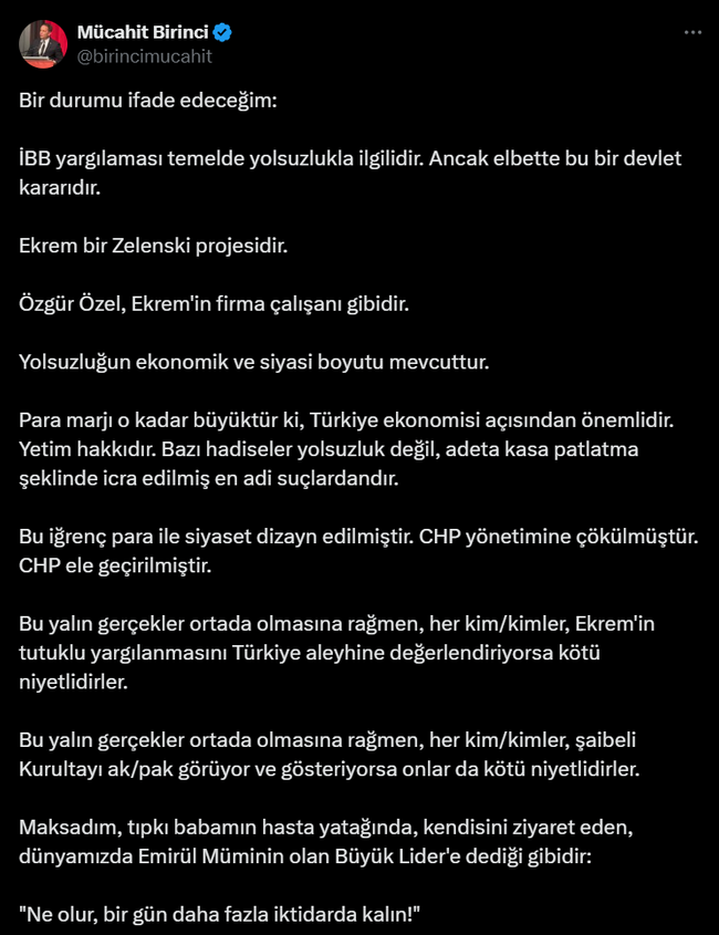 Mücahit Birinci’den İmamoğlu’na Zelenski benzetmesi - Resim : 1