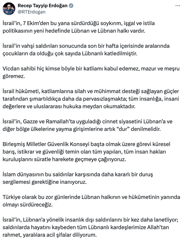 Cumhurbaşkanı Erdoğan'dan dünyaya İsrail çağrısı! 'Süratle harekete geçilmeli…' - Resim : 1