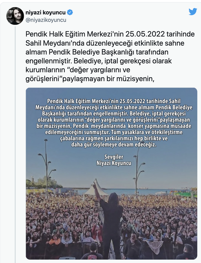 Niyazi Koyuncu: Pendik Belediyesi konserimi engelledi - Resim : 1