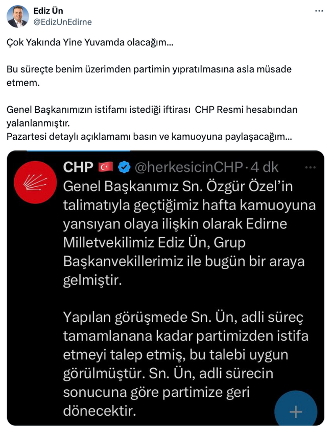Özgür Özel istemişti: CHP’li milletvekili istifa etti! ‘Çok yakında yine yuvamda olacağım…’ - Resim : 2