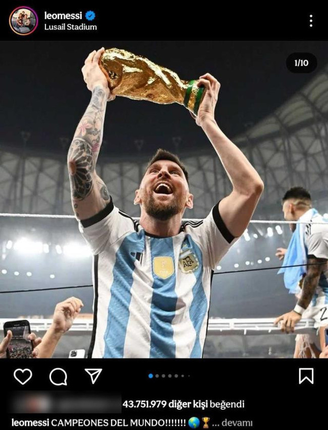 Tarihe geçen paylaşım! Messi'nin kupalı fotoğraflarının beğeni sayısı ağızları açık bıraktı - Resim : 1