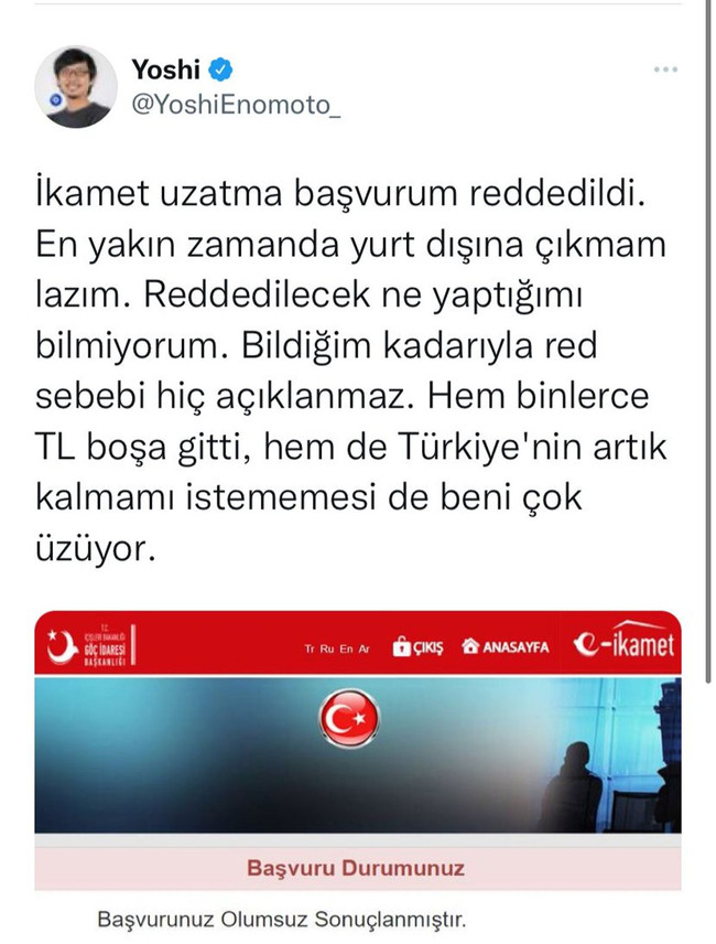 Erdoğan'la ilgili tweeti gündem olmuştu: İkametini uzatmak isteyen Japon fenomene şok! - Resim : 1