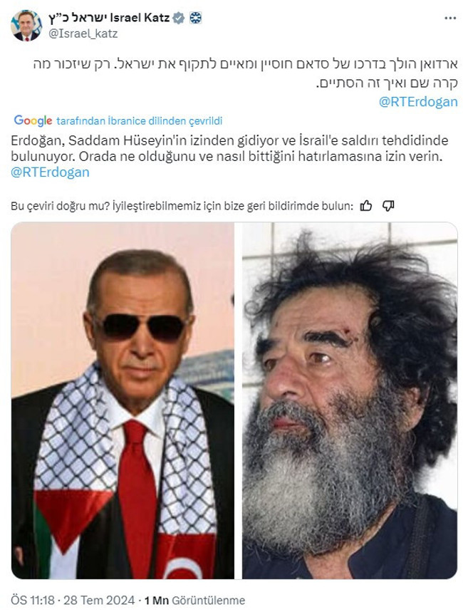 İsrailli Bakan’dan Erdoğan’a 'Saddam Hüseyin'li yanıt! Dışişleri'nden jet açıklama geldi… - Resim : 2