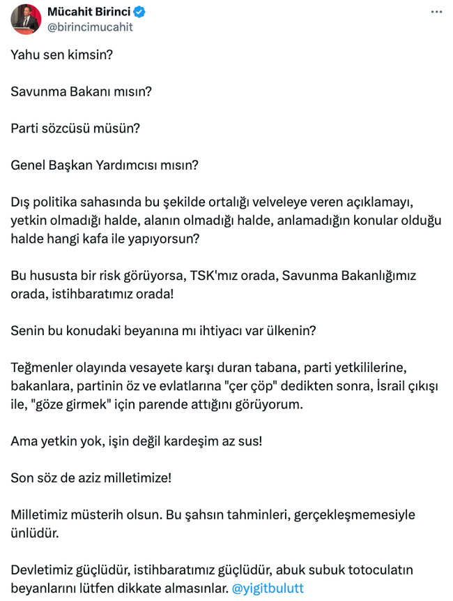 AK Partililerden Yiğit Bulut'a zehir zemberek sözler! İsrail çıkışı ortalığı karıştırdı… - Resim : 2