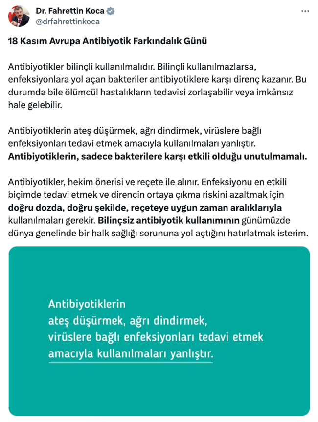 Bakan Koca’dan ‘bilinçli kullanım’ uyarısı! Etkisiz hale gelebileceğine dikkat çekti… - Resim : 1