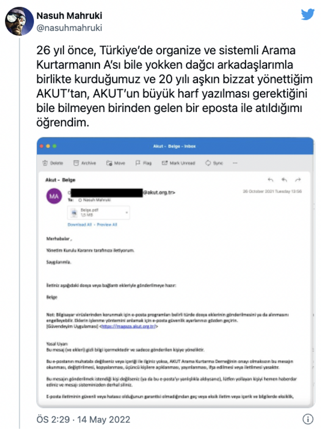 AKUT kurucusu Nasuh Mahruki: AKUT'tan atıldım - Resim : 1