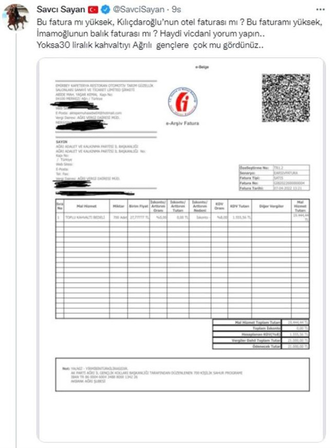 Şatafatlı sahur programını savunan Savcı Sayan'ın paylaştığı faturadaki hata dikkat çekti - Resim : 2