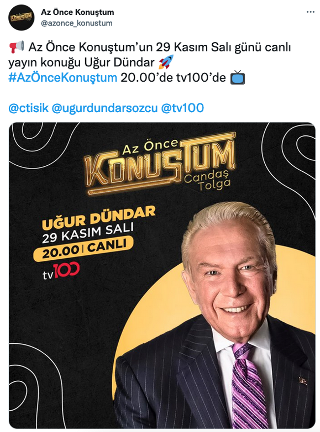 Uğur Dündar, Az Önce Konuştum’a konuk oluyor! - Resim : 1
