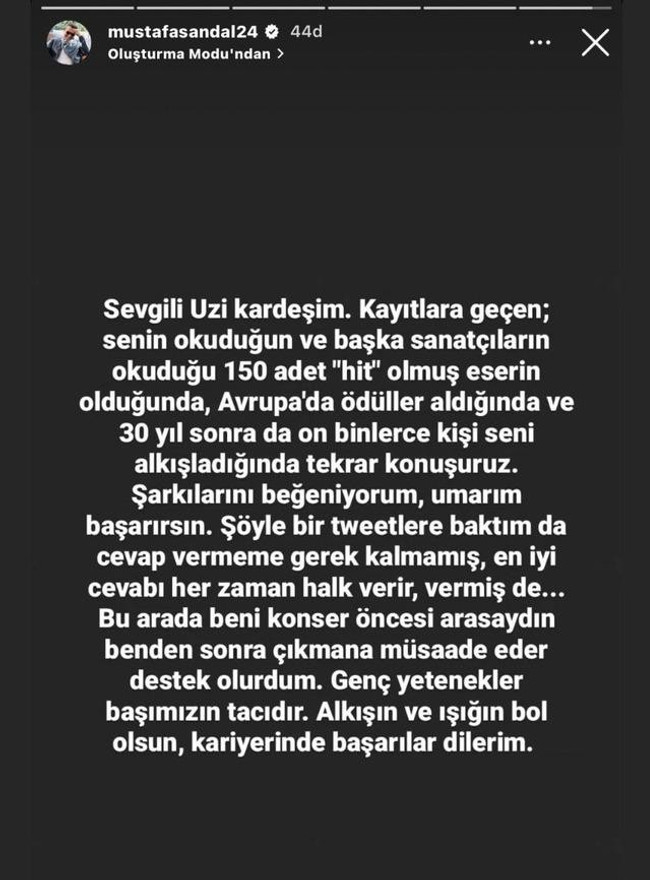 Mustafa Sandal ile Uzi arasında 'konser' atışması! Ünlü rapçiyi affetmedi... - Resim : 2