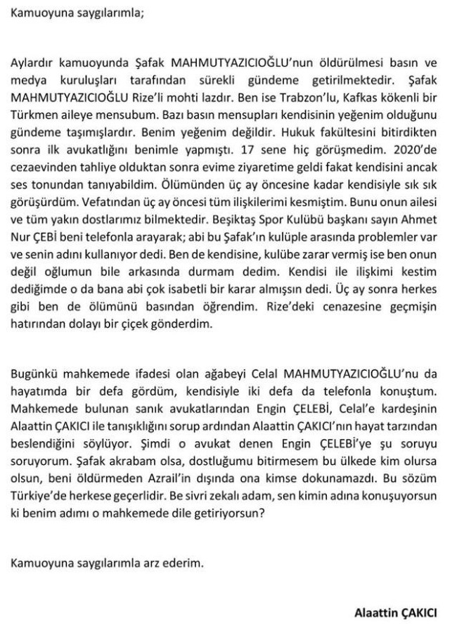 Alaattin Çakıcı, Şafak Mahmutyazıcoğlu cinayetiyle ilgili suskunluğunu bozdu - Resim : 1