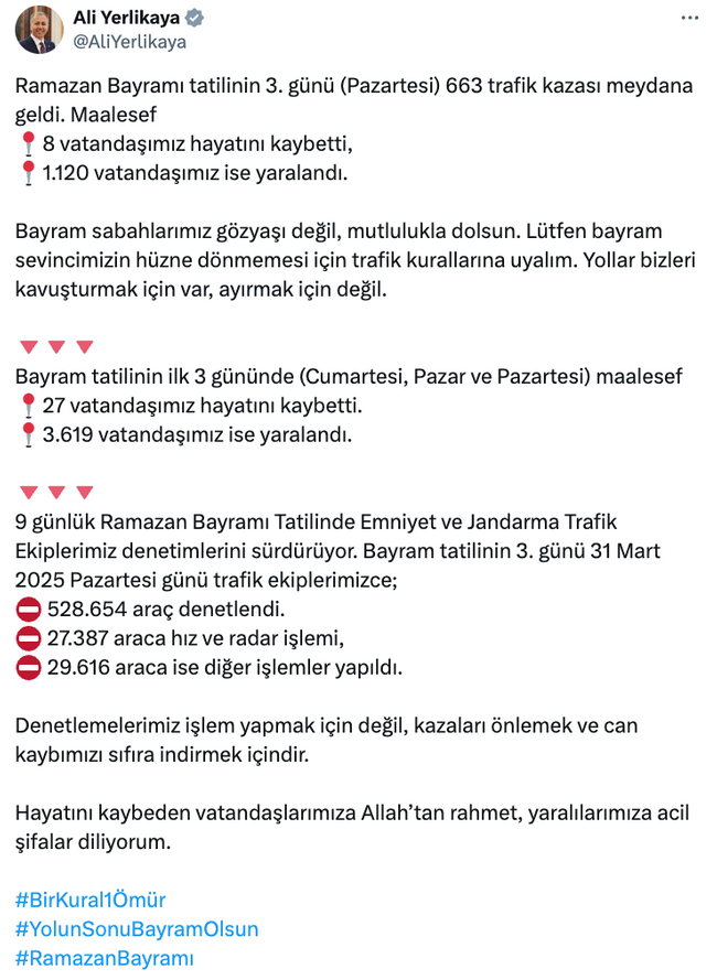 Bayram tatilinde bilanço ağırlaşıyor! İlk 3 günde… - Resim : 1