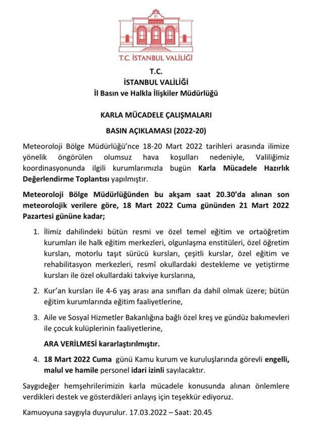 18 Mart Cuma hangi illerde okullar tatil? Açıklamalar peş peşe geldi! - Resim : 1