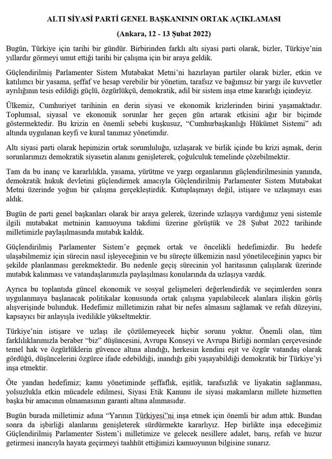 Tarihi buluşma 5 saatten fazla sürdü: 6 genel başkandan ortak açıklama! - Resim : 2