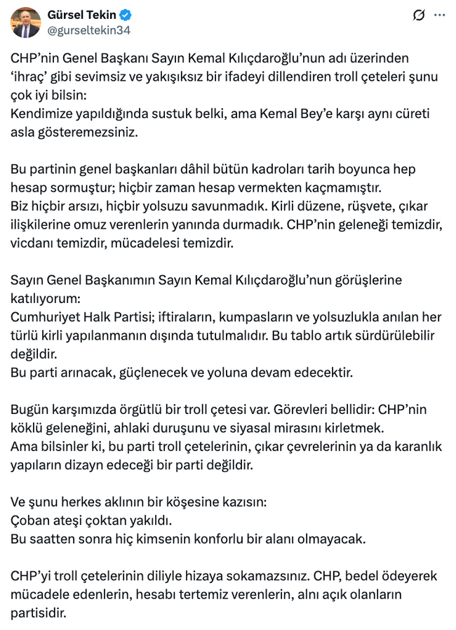 Gürsel Tekin'den dikkat çeken Kemal Kılıçdaroğlu sözleri! ‘Çoban ateşi çoktan yakıldı…’ - Resim : 2
