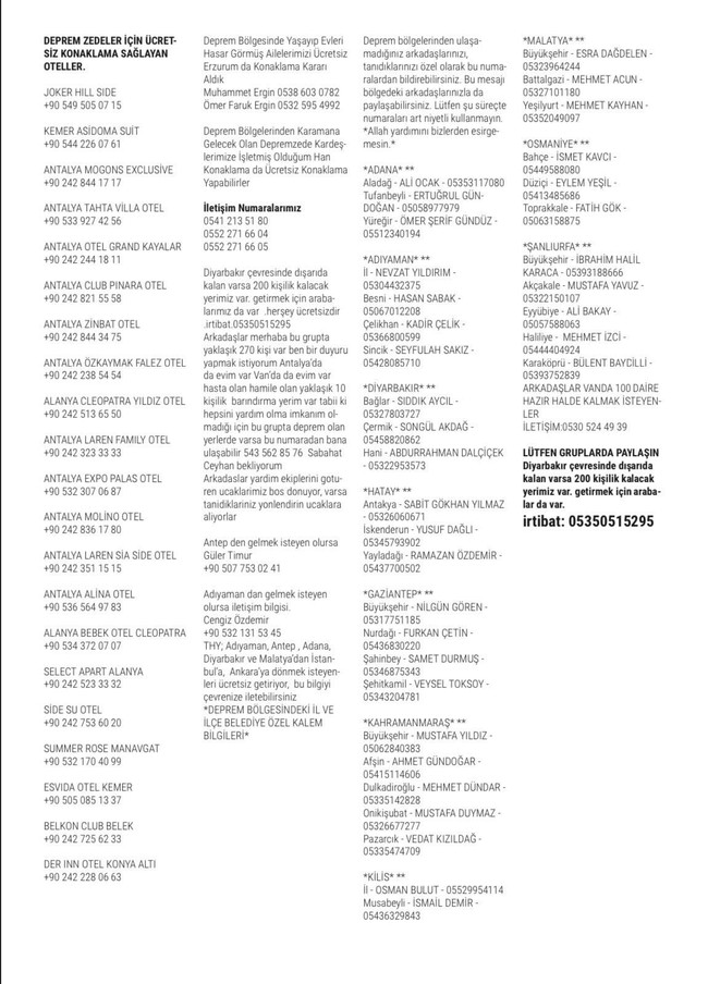 Candaş Tolga Işık paylaştı: ‘Depremzedelere ücretsiz konaklama hizmeti veren oteller…’ - Resim : 2