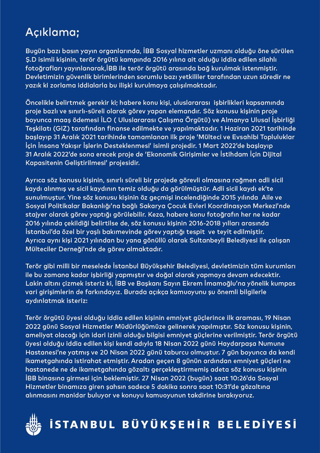 'İBB çalışanına terör gözaltısı' haberlerine İBB'den açıklama: Kumpasvari girişim - Resim : 2