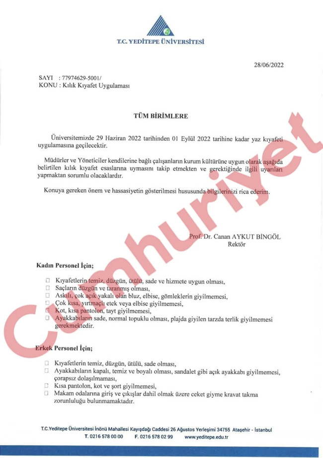 Kadın rektörden tepki çeken ‘kılık kıyafet’ talebi! ‘Çok kısa ve yırtmaçlı etek…’ - Resim : 1