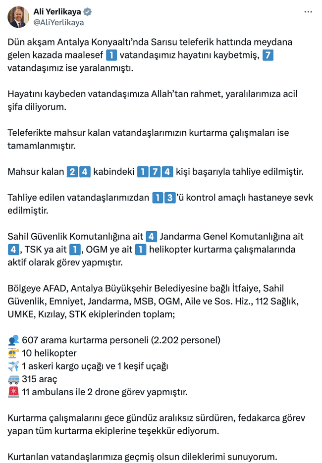 Teleferik faciasında kurtarma çalışmaları sona erdi! Firma yetkilileri dahil 13 kişiye gözaltı… - Resim : 1