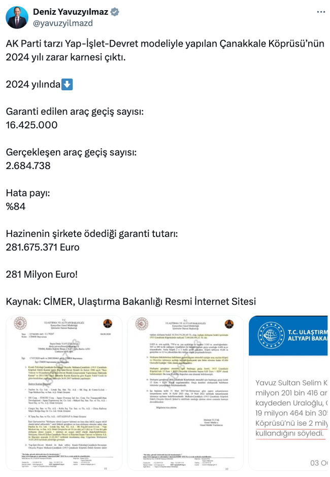 Çanakkale Köprüsü'nün 2024 yılındaki zararı ortaya çıktı! Dudak uçuklatan rakam… - Resim : 1