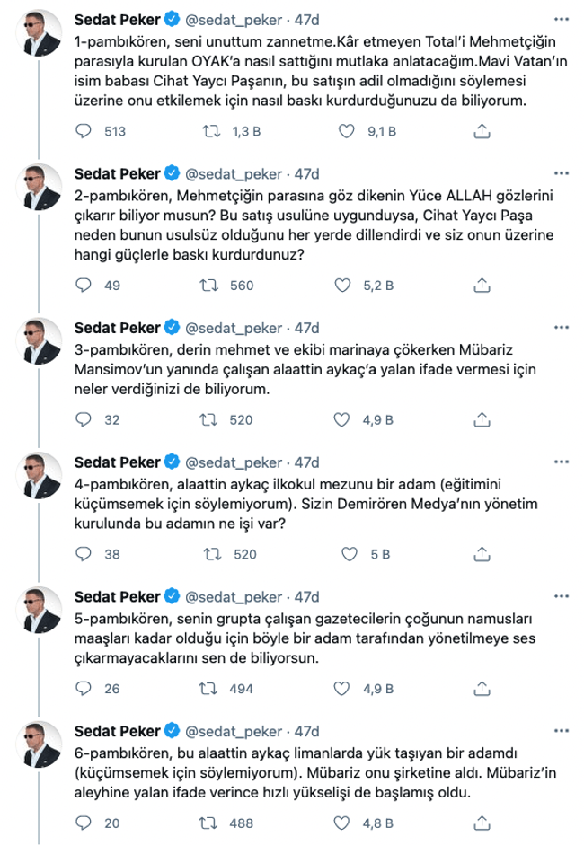 Sedat Peker’den Demirören hakkında yeni iddialar! O satışında neler yaşandı? - Resim : 1