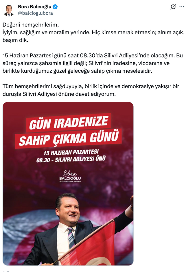 Gözaltındaki Belediye Başkanı Bora Balcıoğlu’ndan çağrı! ‘Silivri’nin iradesi teslim olmayacak…’ - Resim : 1