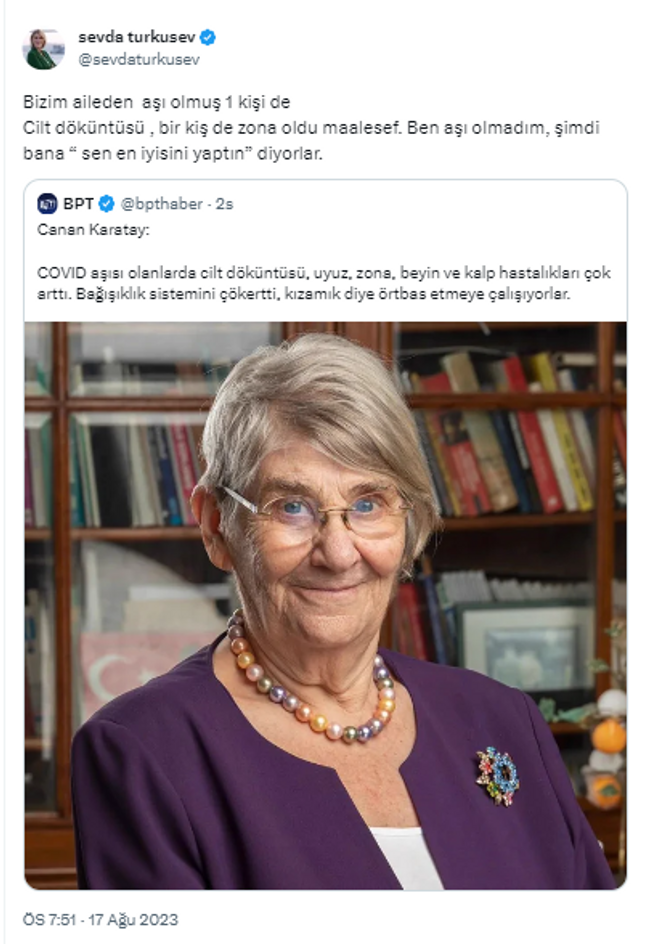 Sevda Türküsev: Ben aşı olmadım, şimdi bana "Sen en iyisini yaptın" diyorlar - Resim : 1