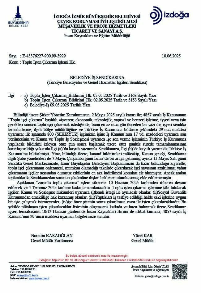 İzmir'de ortalık karıştı! Grev anlaşmasının ardından işten çıkarma süreci! - Resim : 1